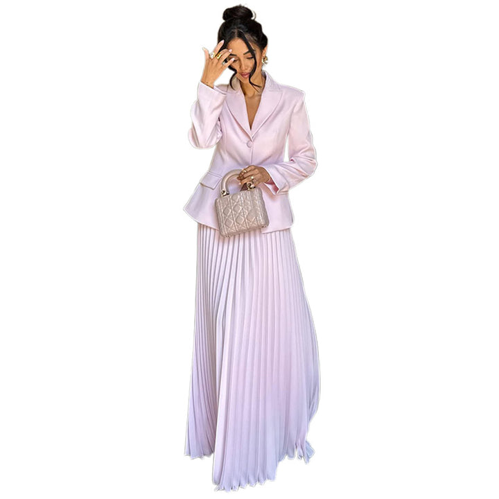 Damer elegant foder blazer set med plisserad kjol Mirla-Eva Jonsson
