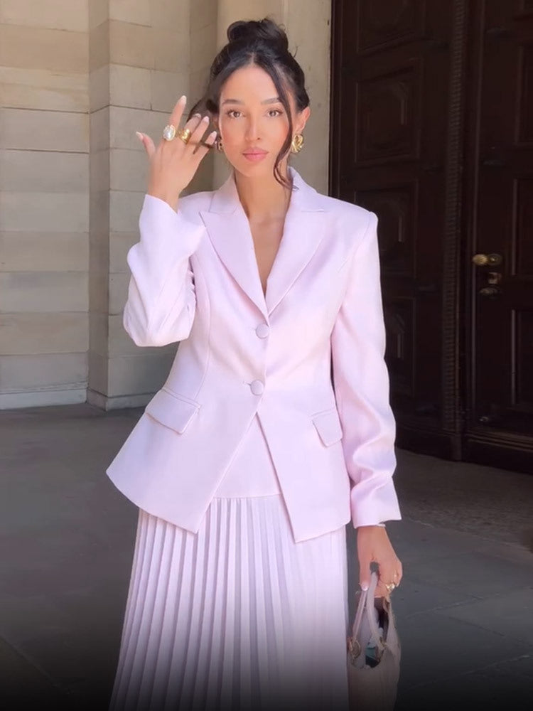 Damer elegant foder blazer set med plisserad kjol Mirla-Eva Jonsson