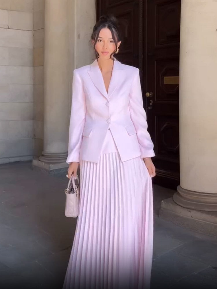 Damer elegant foder blazer set med plisserad kjol Mirla-Eva Jonsson