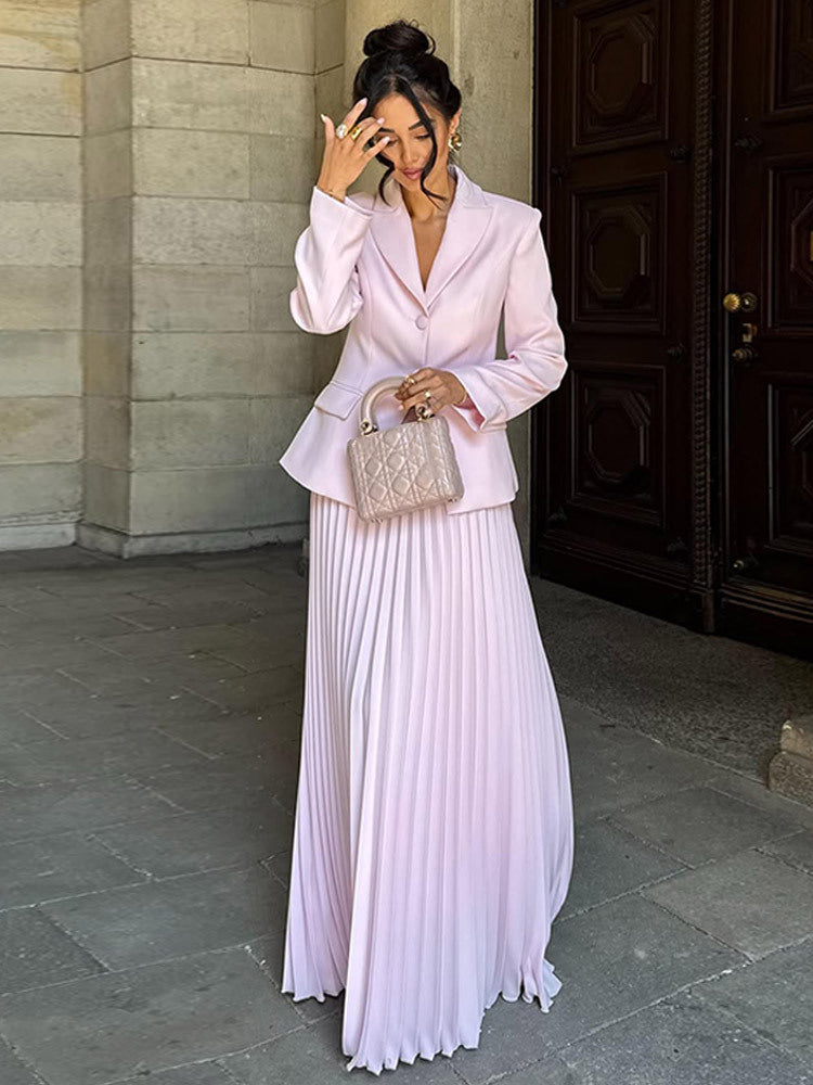 Damer elegant foder blazer set med plisserad kjol Mirla-Eva Jonsson