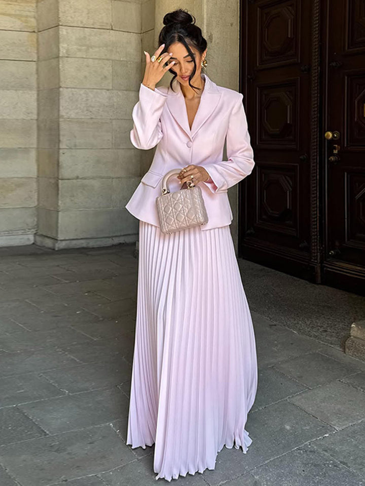 Damer elegant foder blazer set med plisserad kjol Mirla-Eva Jonsson