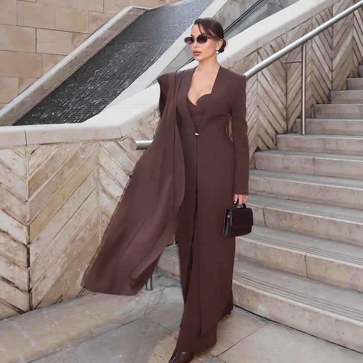 Damer elegant golvlång blazer-klänning Mirla-Eva Jonsson