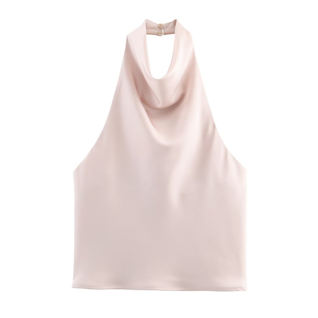 Damer elegant haltertop med flytande skärning och dekorativa detaljer Mirla-Eva Jonsson