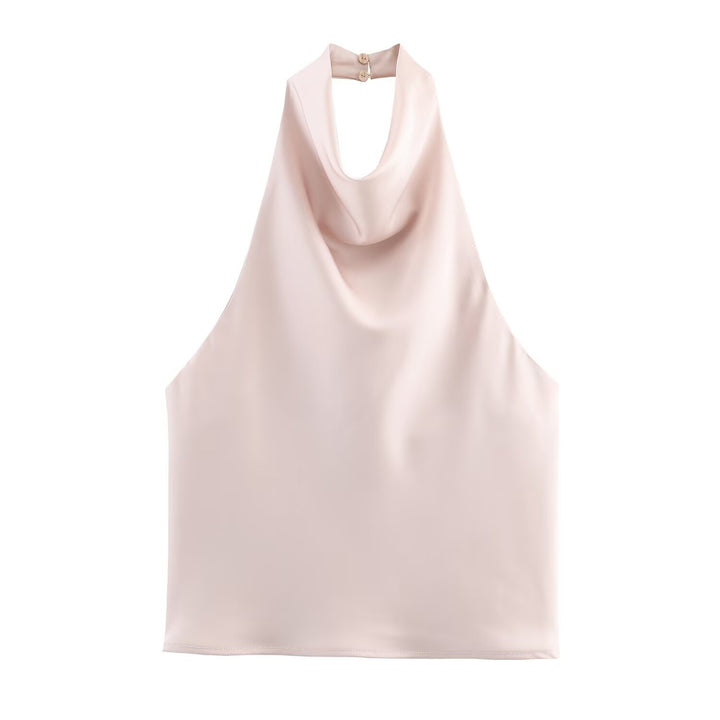 Damer elegant haltertop med flytande skärning och dekorativa detaljer Mirla-Eva Jonsson