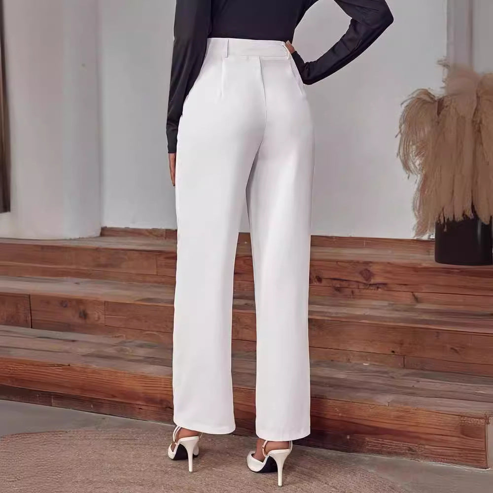 Damer elegant hög midja palazzo byxor med breda ben och veck Mirla-Eva Jonsson