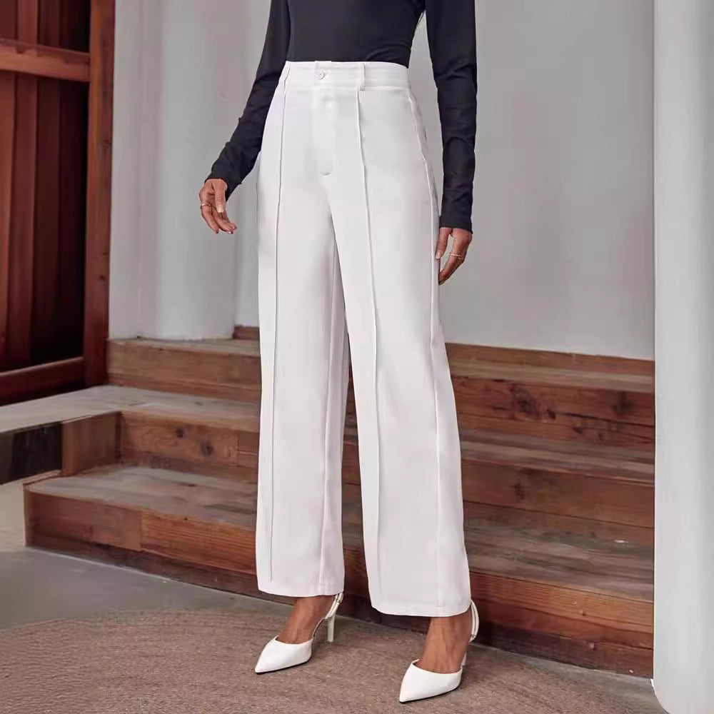 Damer elegant hög midja palazzo byxor med breda ben och veck Mirla-Eva Jonsson