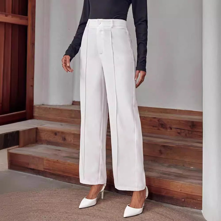 Damer elegant hög midja palazzo byxor med breda ben och veck Mirla-Eva Jonsson