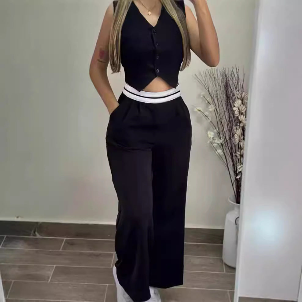 Damer elegant högvatten-byxdress-set med figursytt överdel Mirla-Eva Jonsson