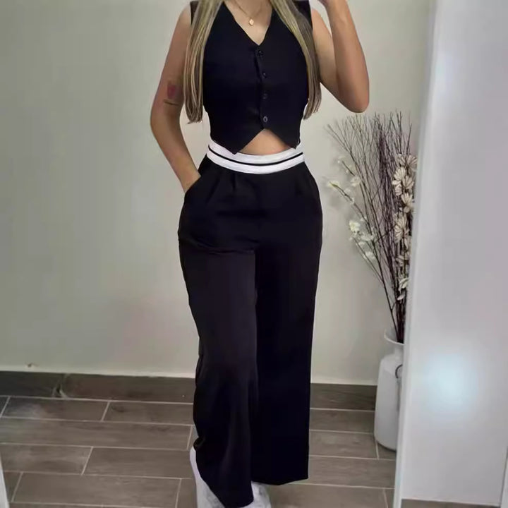 Damer elegant högvatten-byxdress-set med figursytt överdel Mirla-Eva Jonsson
