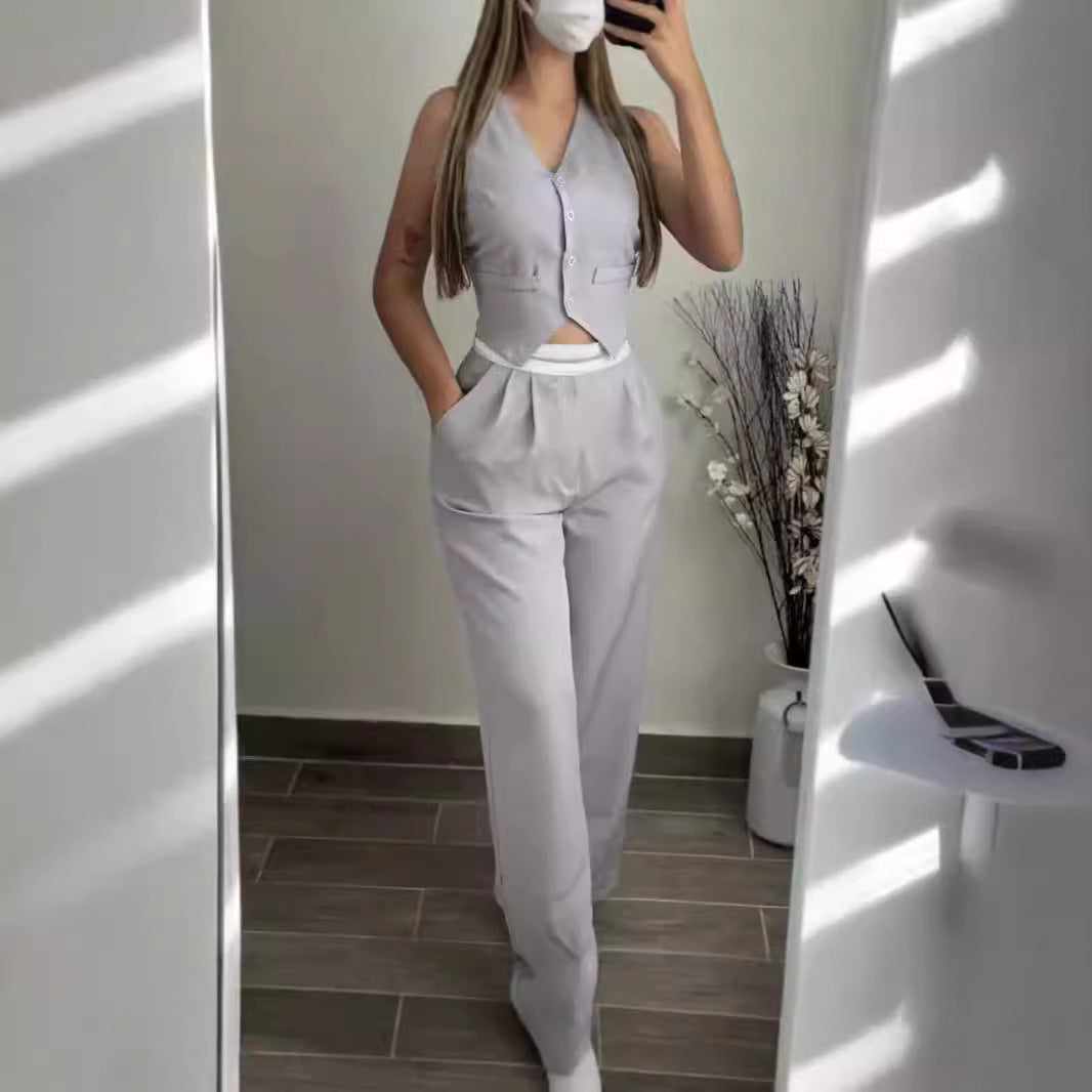 Damer elegant högvatten-byxdress-set med figursytt överdel Mirla-Eva Jonsson