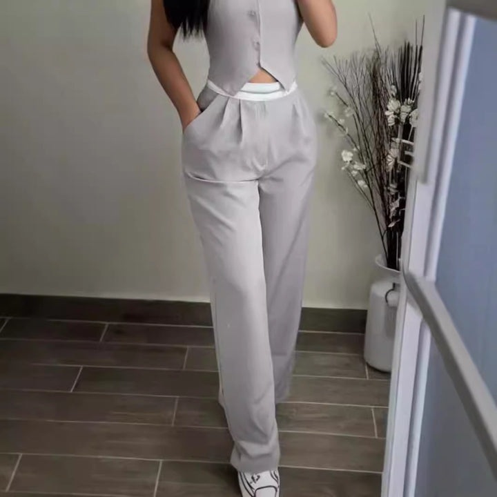 Damer elegant högvatten-byxdress-set med figursytt överdel Mirla-Eva Jonsson
