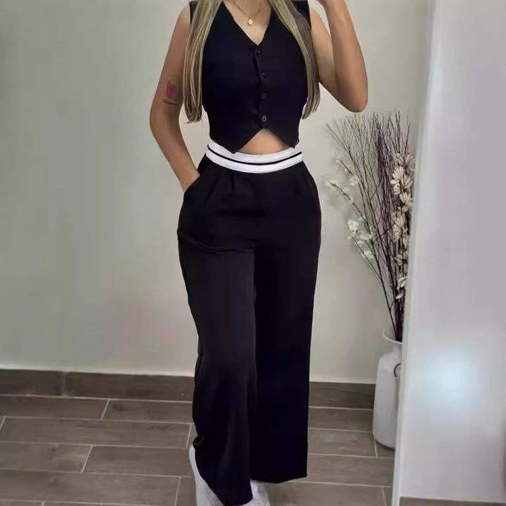 Damer elegant högvatten-byxdress-set med figursytt överdel Mirla-Eva Jonsson