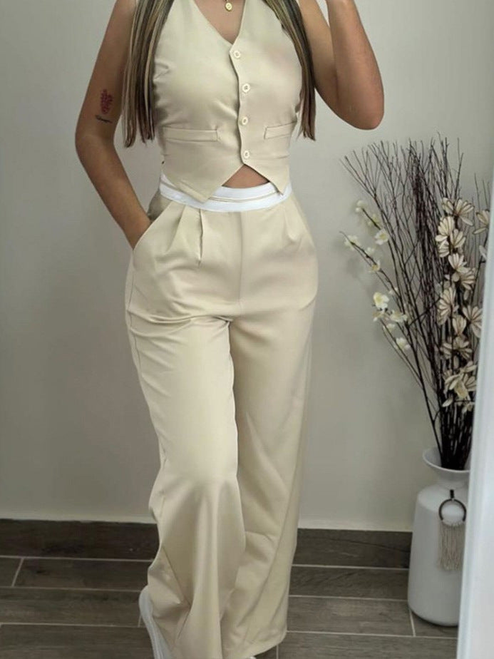 Damer elegant högvatten-byxdress-set med figursytt överdel Mirla-Eva Jonsson