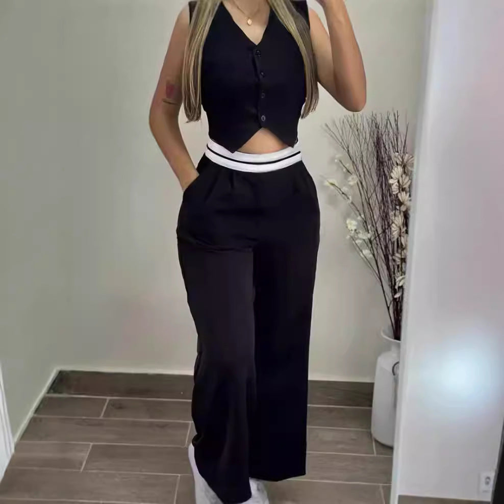 Damer elegant högvatten-byxdress-set med figursytt överdel Mirla-Eva Jonsson