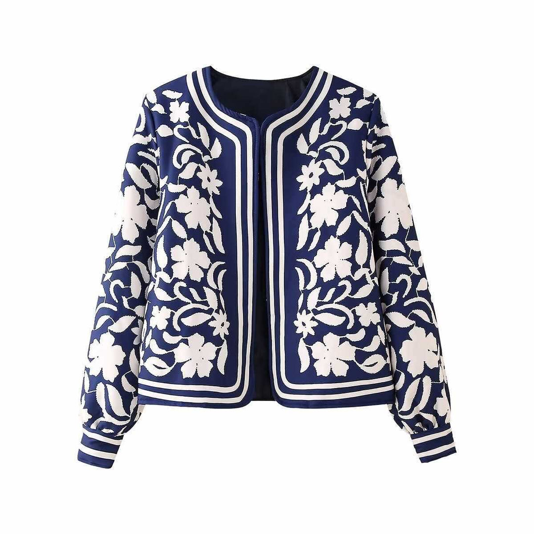 Damer elegant jacka med blommöstickdesign Mirla-Eva Jonsson