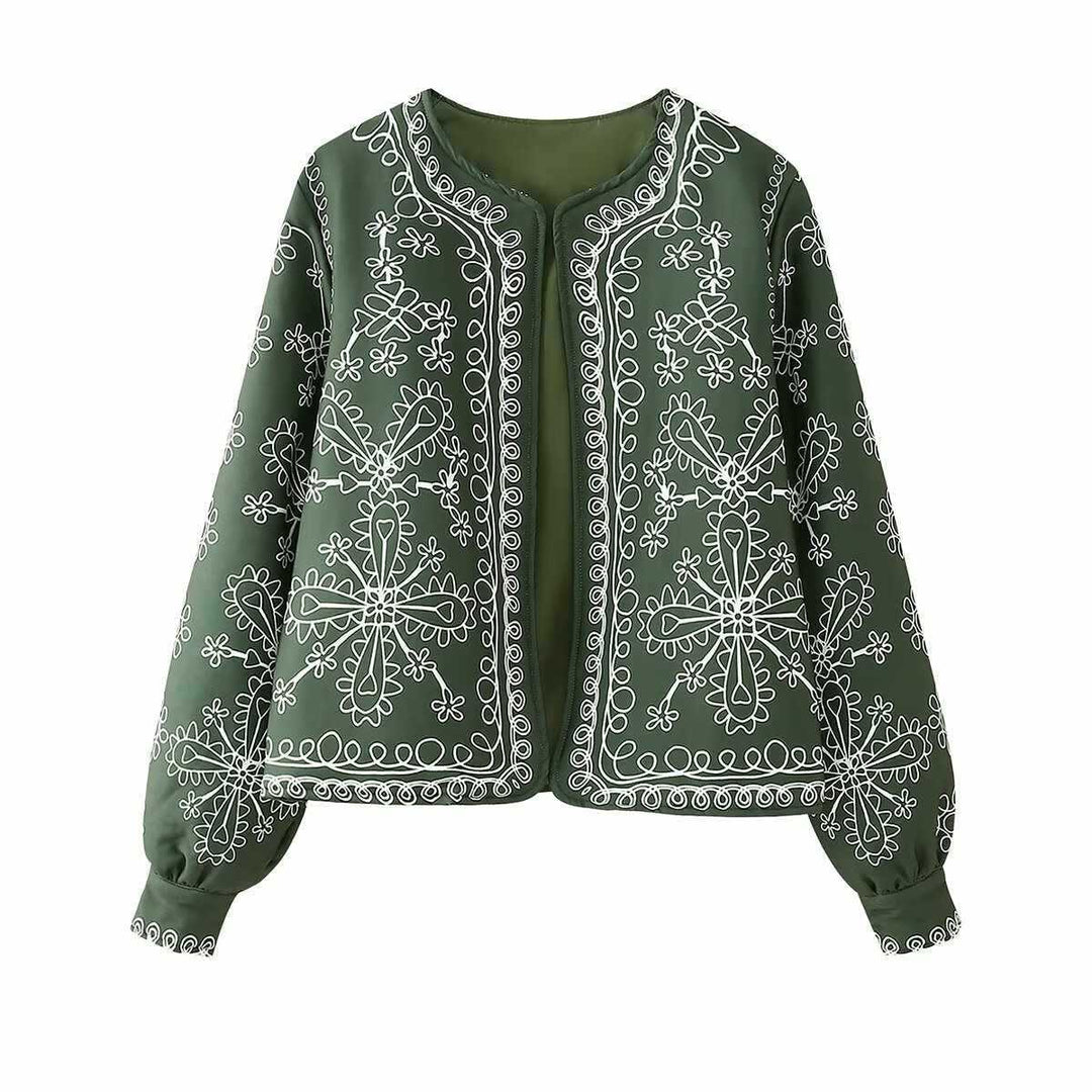 Damer elegant jacka med blommöstickdesign Mirla-Eva Jonsson