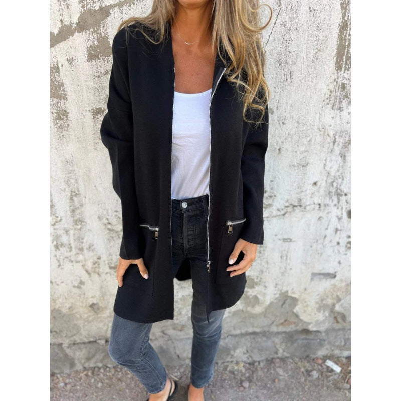 Damer elegant jacka med dragkedja och fickor Mirla-Eva Jonsson
