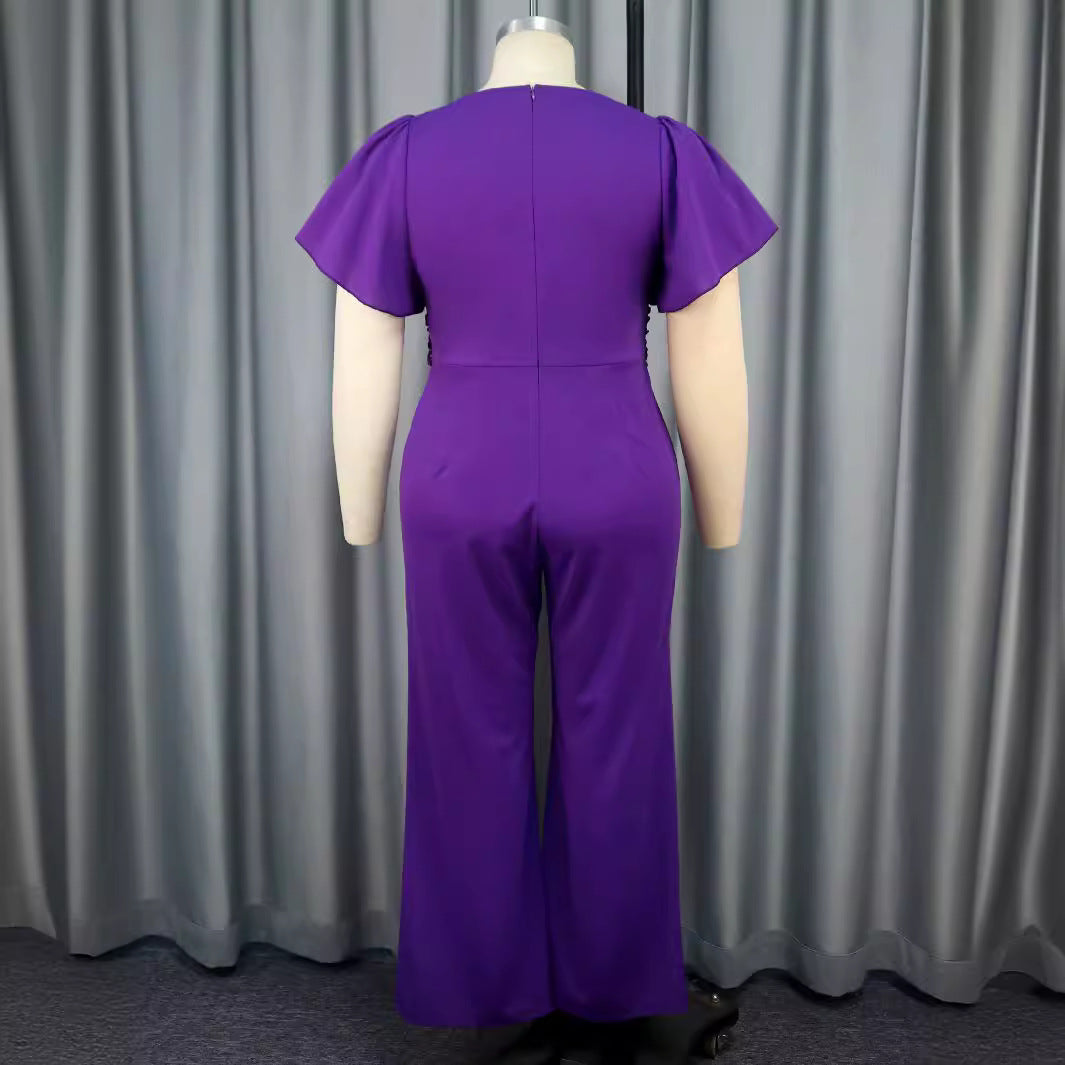 Damer elegant jumpsuit med dekorativ fläktapplikation Mirla-Eva Jonsson
