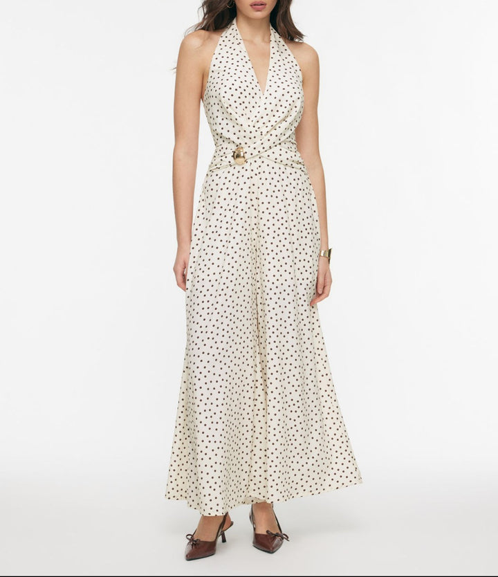 Damer elegant jumpsuit med djup urringning och svängande ben Mirla-Eva Jonsson