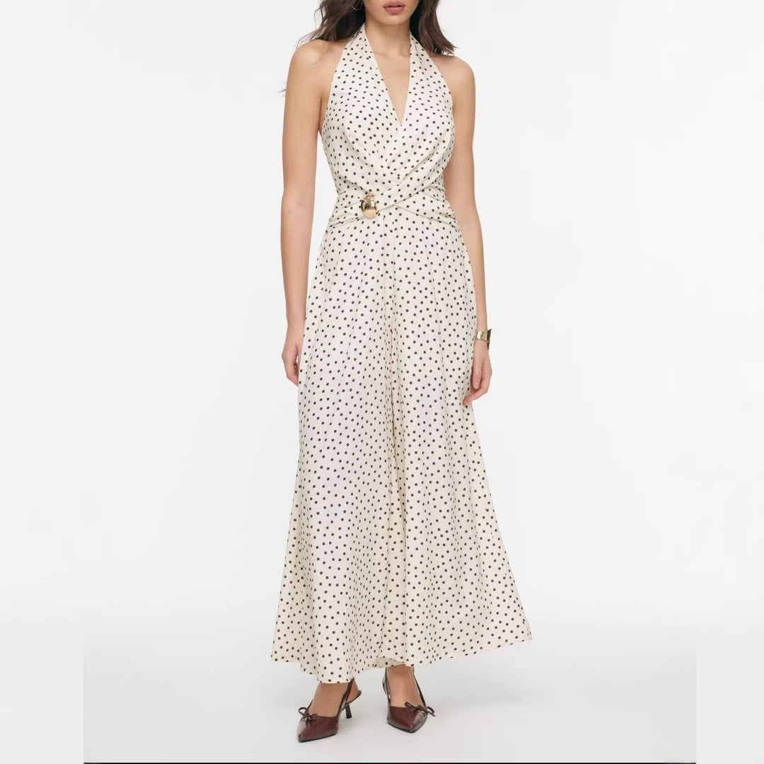 Damer elegant jumpsuit med djup urringning och svängande ben Mirla-Eva Jonsson