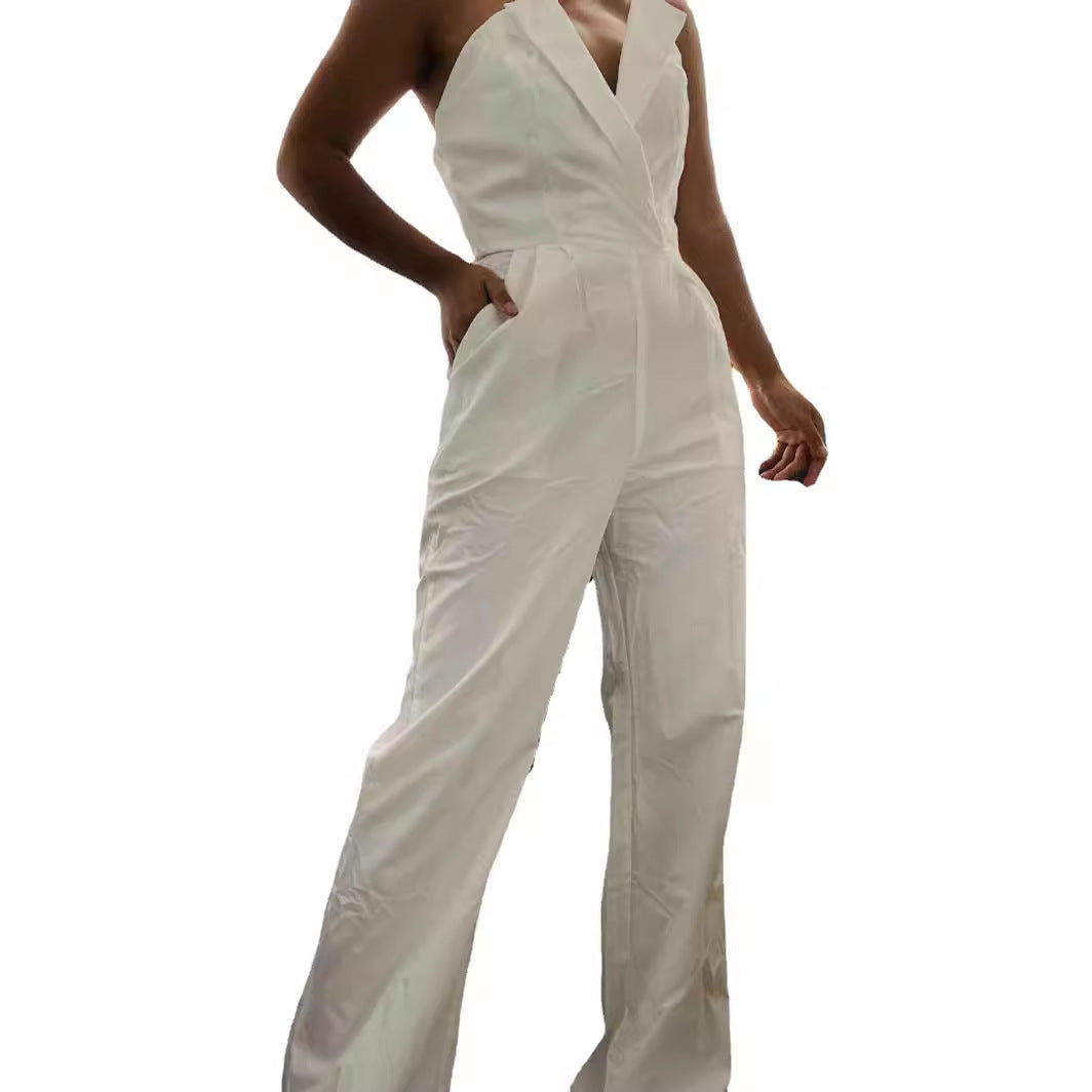 Damer elegant jumpsuit med figursydd design och djup V-urringning Eva Jonsson-Eva Jonsson