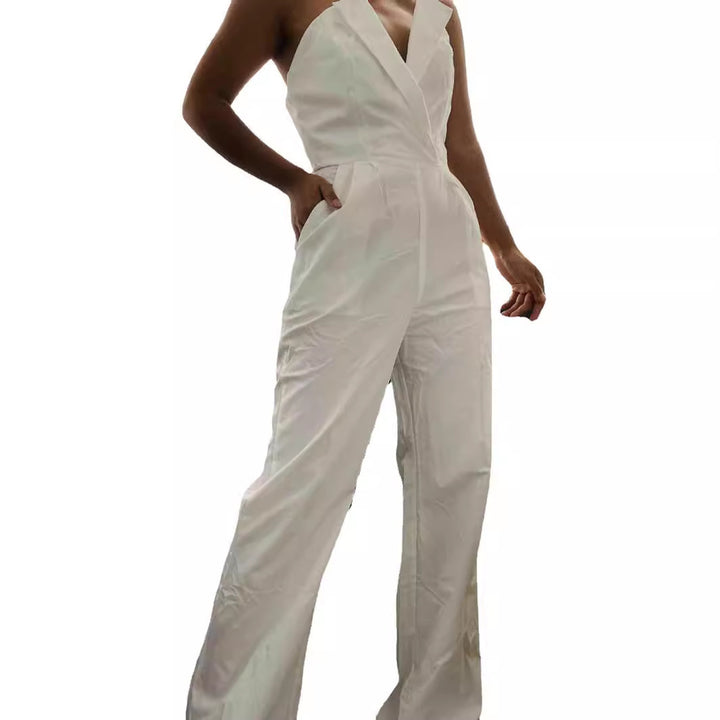 Damer elegant jumpsuit med figursydd design och djup V-urringning Eva Jonsson-Eva Jonsson