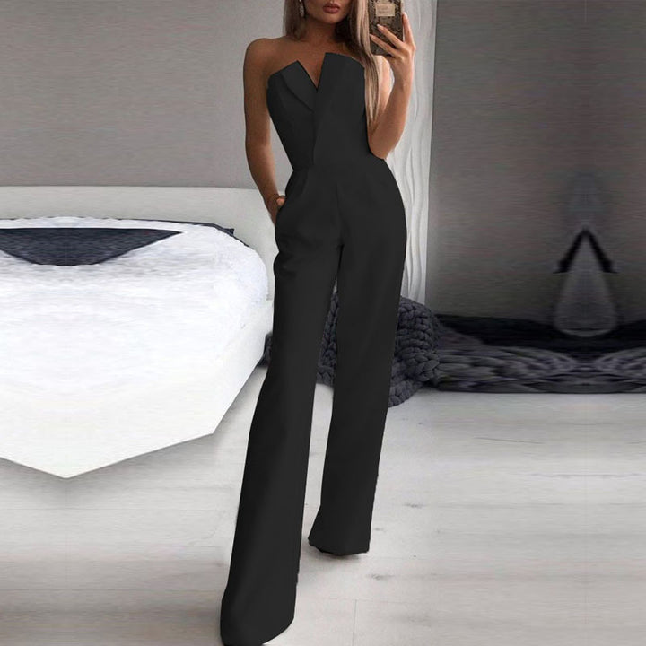 Damer elegant jumpsuit med figursydd design och djup V-urringning Eva Jonsson-Eva Jonsson