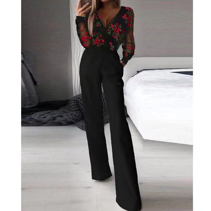 Damer elegant jumpsuit med figursydd design och djup V-urringning Eva Jonsson-Eva Jonsson