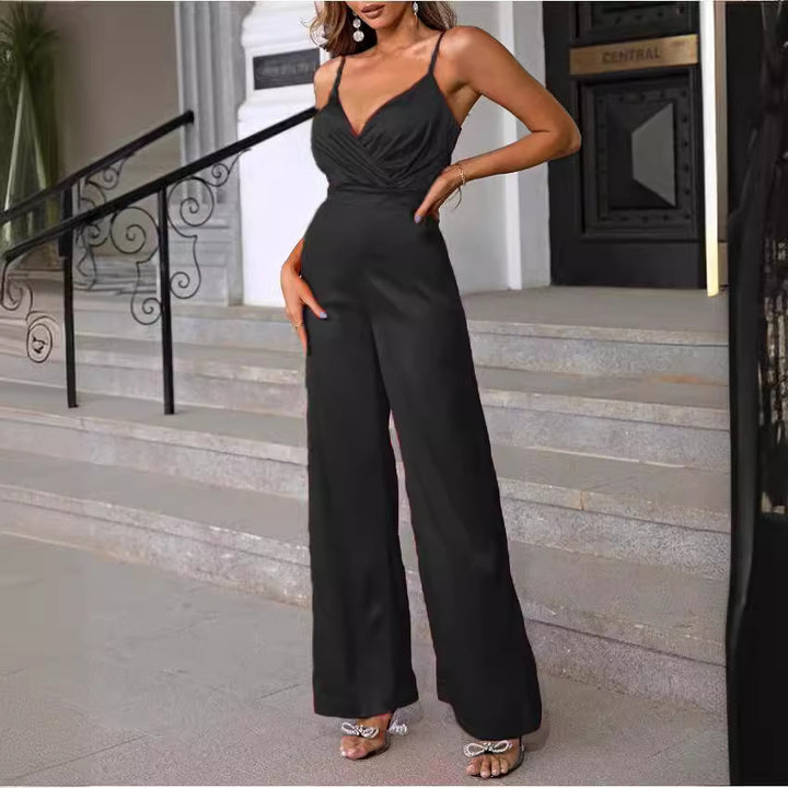 Damer elegant jumpsuit med figursydd drapering och fina band Eva Jonsson-Eva Jonsson
