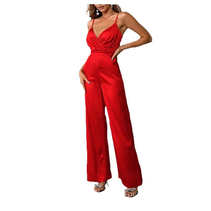 Damer elegant jumpsuit med figursydd drapering och fina band Eva Jonsson-Eva Jonsson