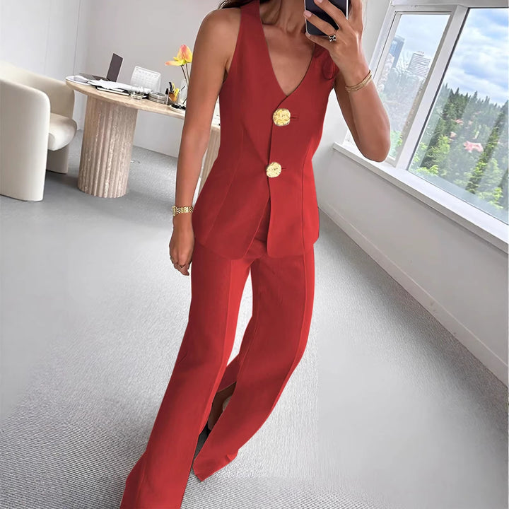 Damer elegant jumpsuit med framknäppning och vida ben Mirla-Eva Jonsson