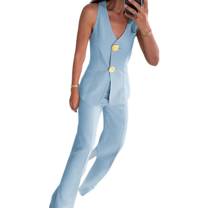 Damer elegant jumpsuit med framknäppning och vida ben Mirla-Eva Jonsson