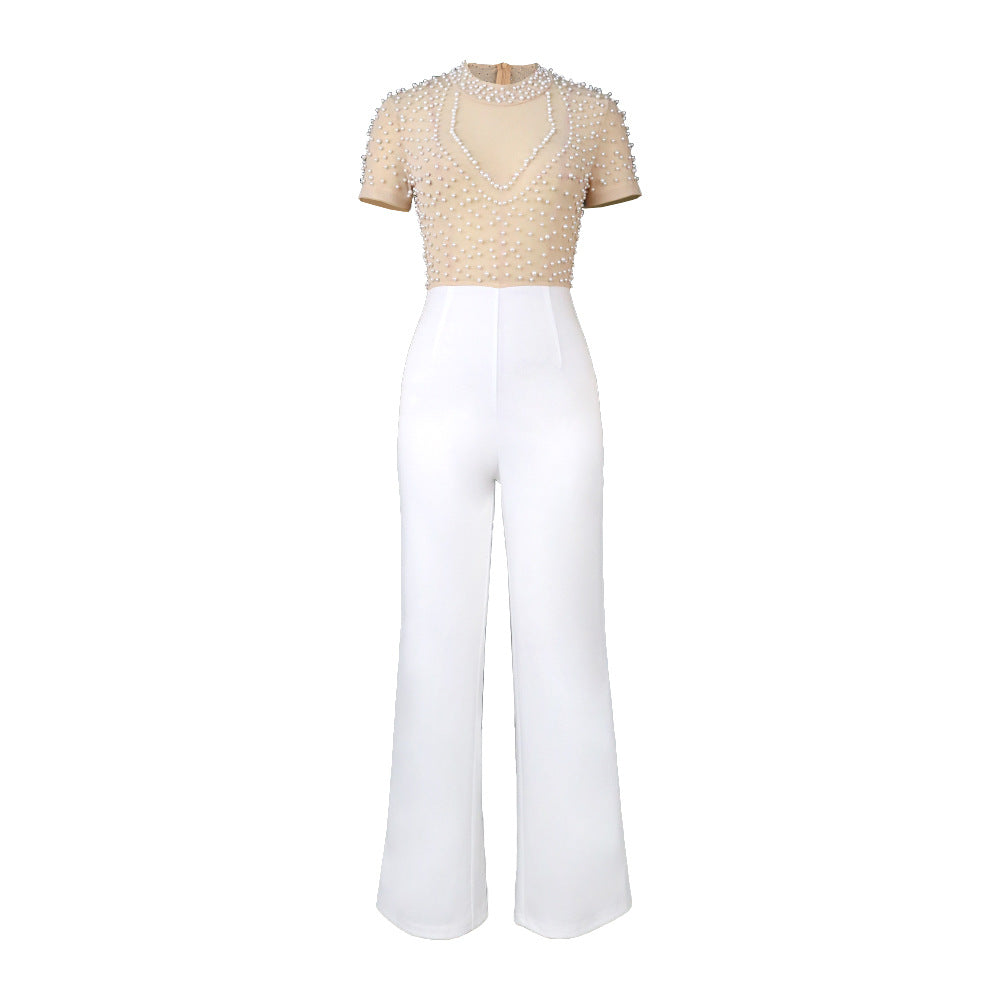 Damer elegant jumpsuit med glittrande pärldetaljer Mirla-Eva Jonsson