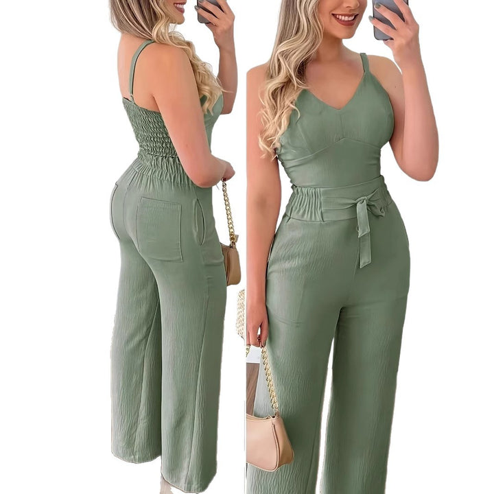 Damer elegant jumpsuit med midjebälte och vida ben Mirla-Eva Jonsson