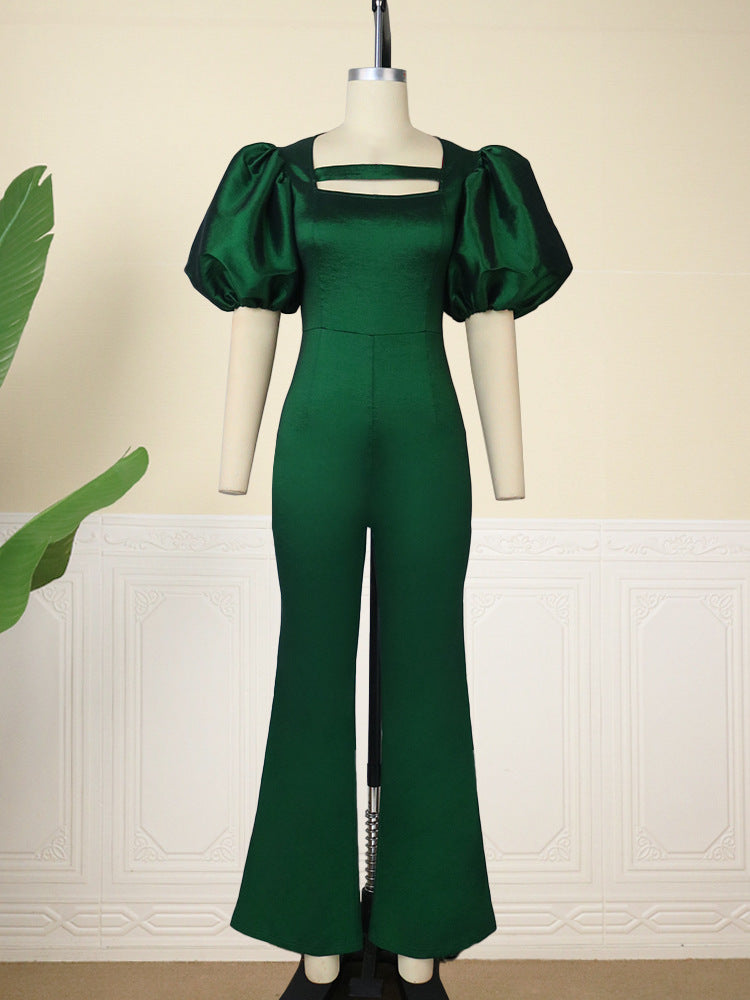 Damer elegant jumpsuit med puffärmar och fyrkantig halsringning Mirla-Eva Jonsson