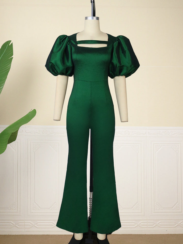 Damer elegant jumpsuit med puffärmar och fyrkantig halsringning Mirla-Eva Jonsson