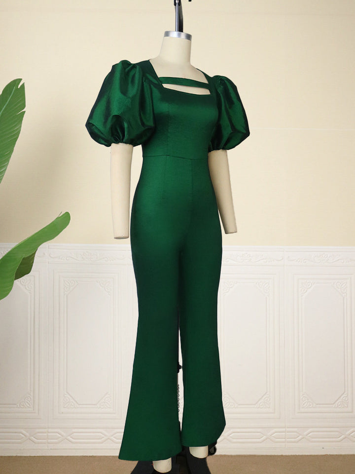 Damer elegant jumpsuit med puffärmar och fyrkantig halsringning Mirla-Eva Jonsson