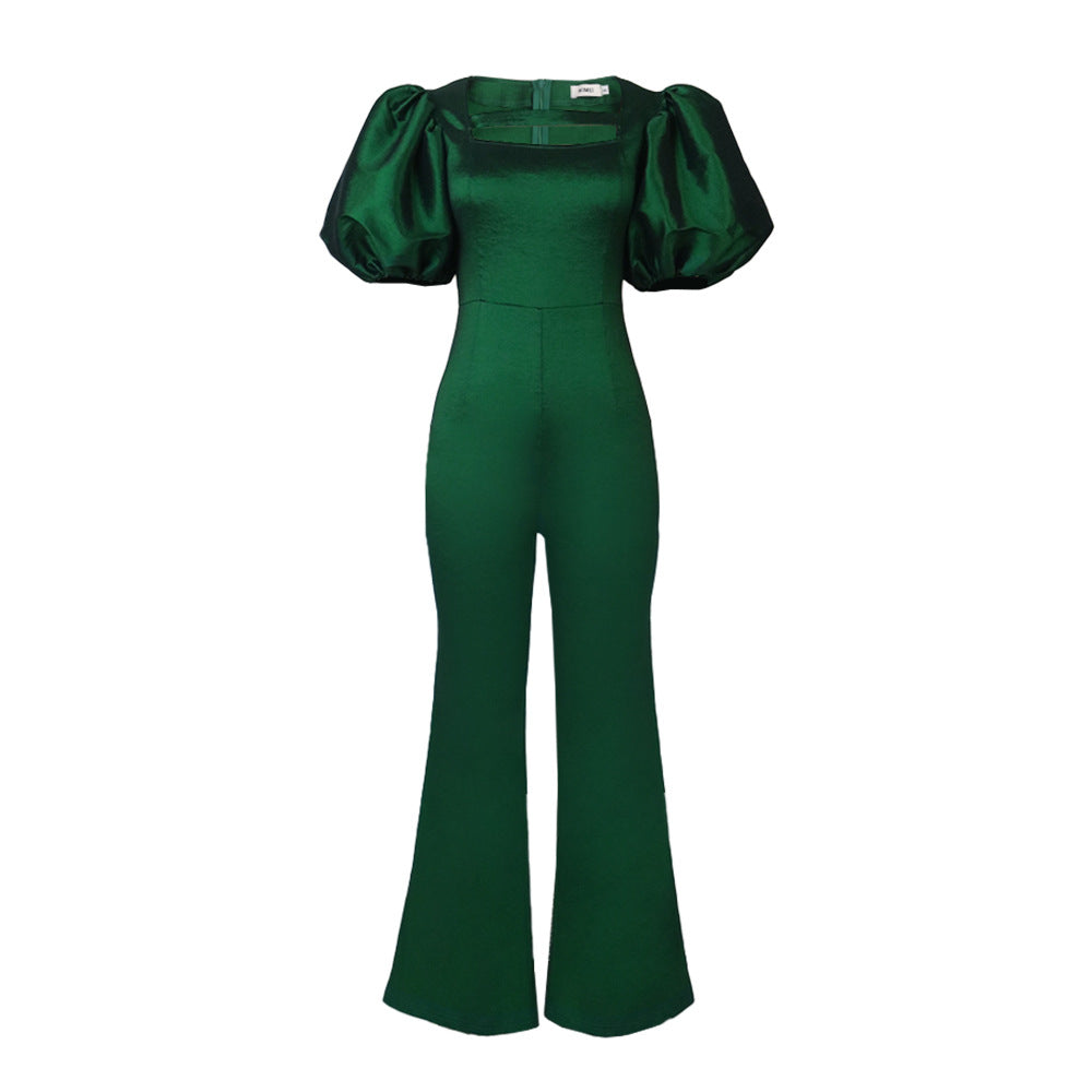 Damer elegant jumpsuit med puffärmar och fyrkantig halsringning Mirla-Eva Jonsson