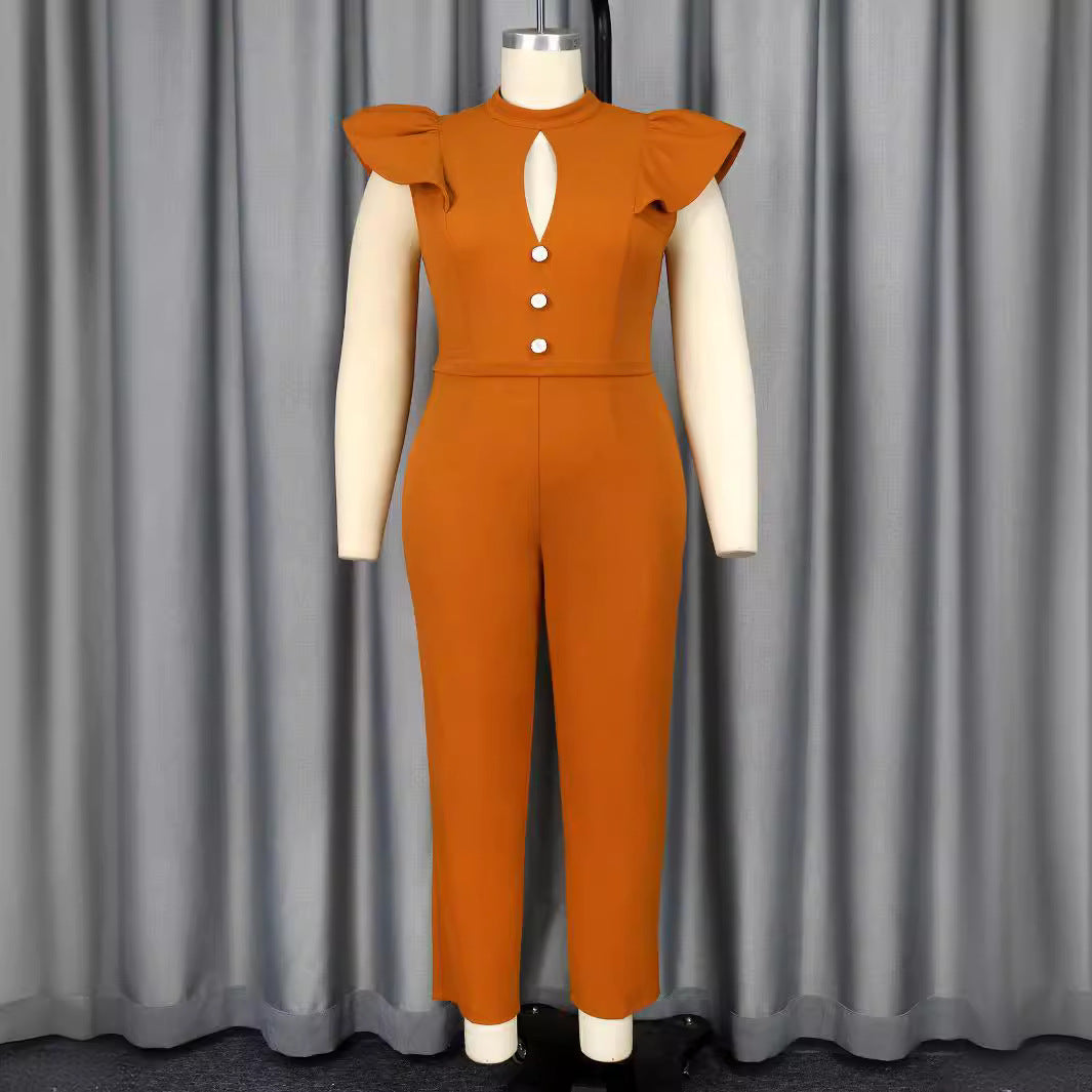Damer elegant jumpsuit med ryschärmar och dekorativa knappar Mirla-Eva Jonsson