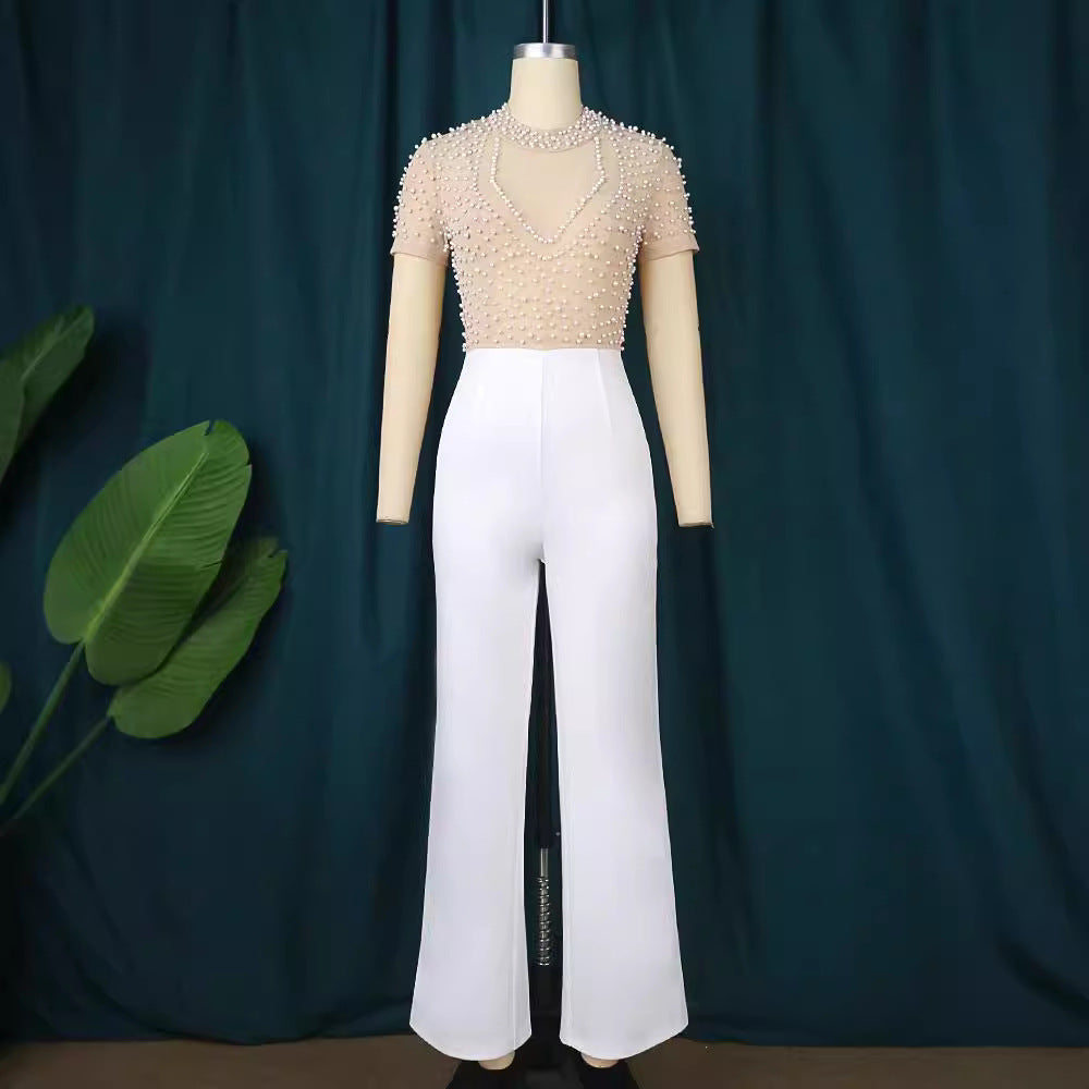 Damer elegant jumpsuit med skimrande pärlbesättning Mirla-Eva Jonsson