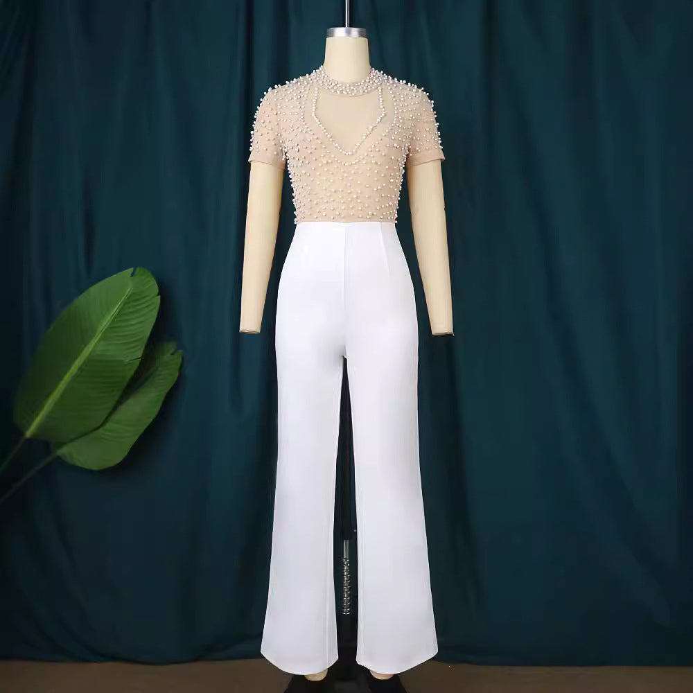 Damer elegant jumpsuit med skimrande pärlbesättning Mirla-Eva Jonsson