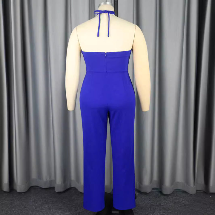 Damer elegant jumpsuit med voluminös blomkrage Mirla-Eva Jonsson