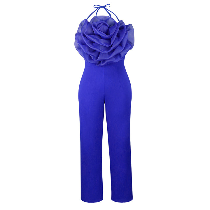 Damer elegant jumpsuit med voluminös blomkrage Mirla-Eva Jonsson