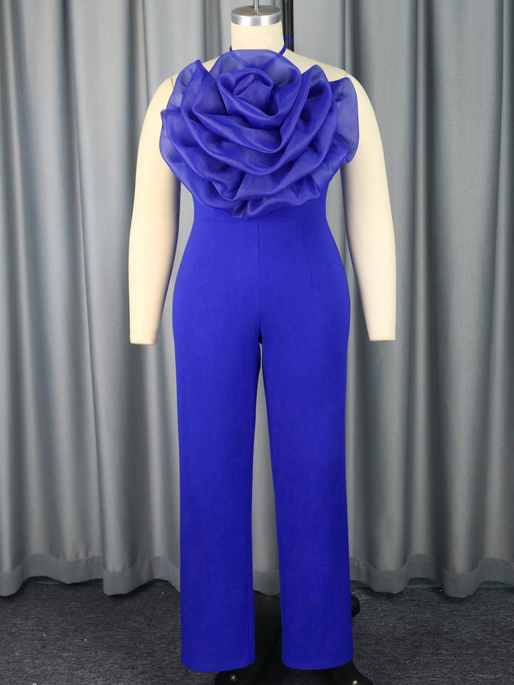 Damer elegant jumpsuit med voluminös blomkrage Mirla-Eva Jonsson