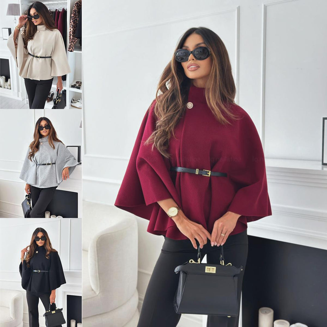 Damer elegant kappa-blus med veckat design och figursydd bälte Mirla-Eva Jonsson