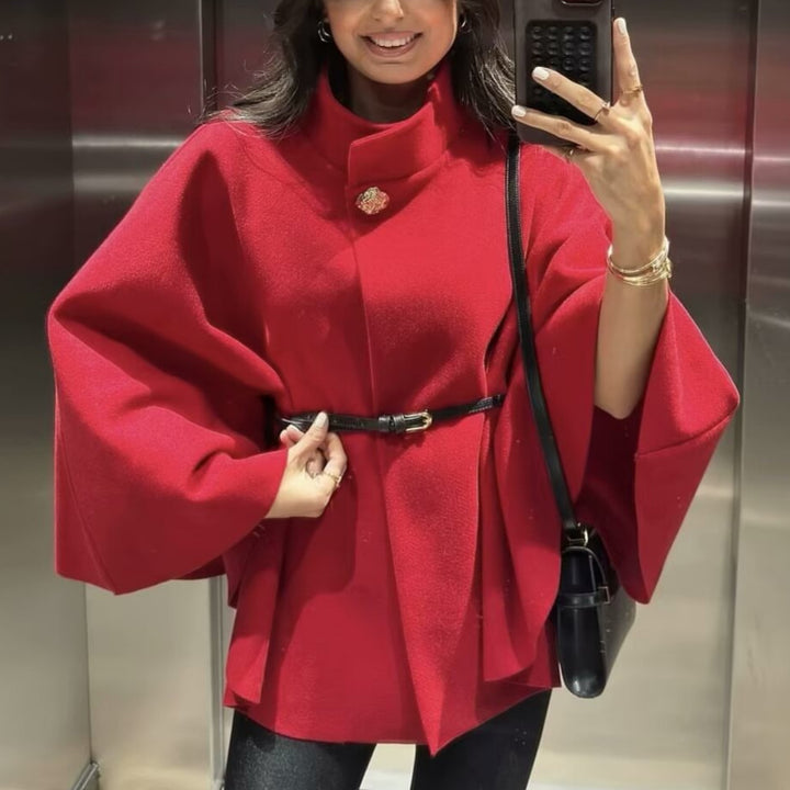 Damer elegant kappa med klassisk krage och bälte Mirla-Eva Jonsson