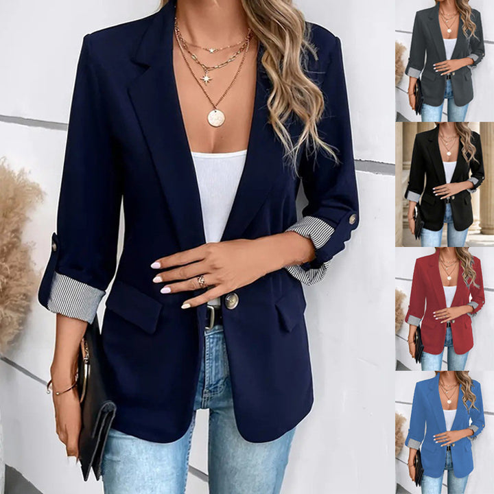 Damer elegant kavaj med randig foder och stiliga fickor Mirla-Eva Jonsson