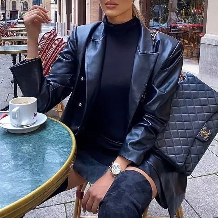 Damer elegant konstläder blazerjacka Mirla-Eva Jonsson