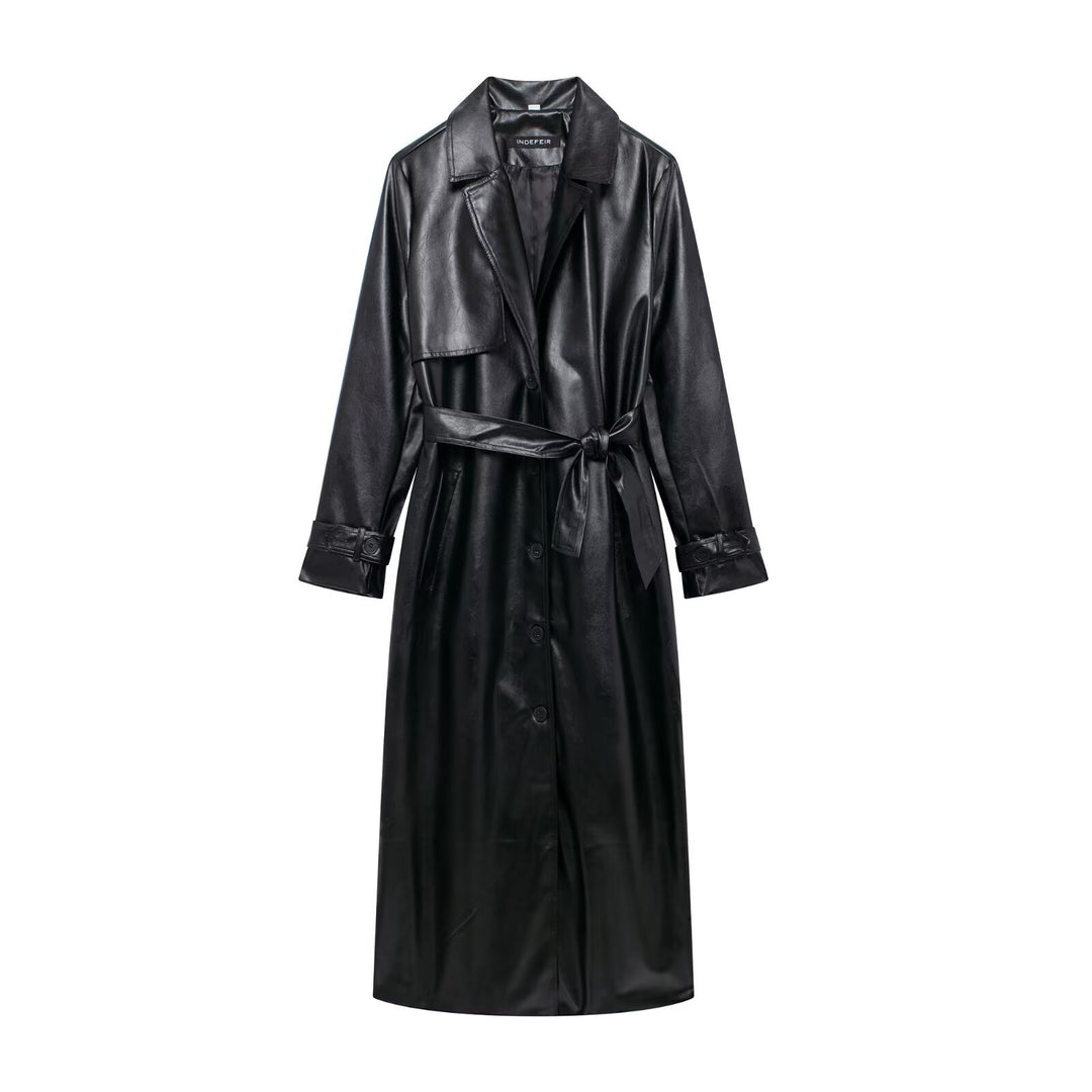 Damer elegant konstläder trenchcoat Mirla-Eva Jonsson