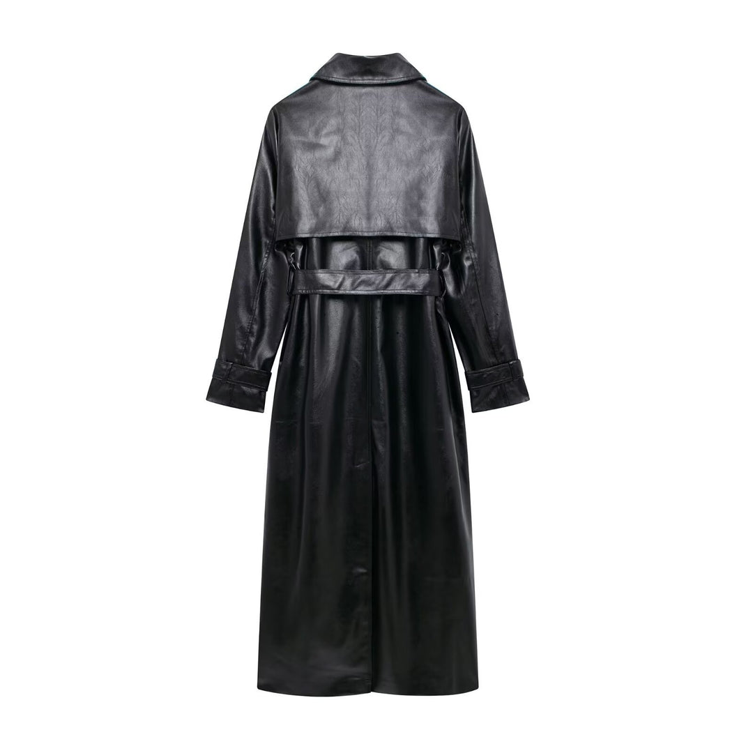 Damer elegant konstläder trenchcoat Mirla-Eva Jonsson